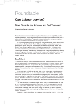 Steve Richards, Joy Johnson and Paul Thompson, Can Labour Survive?