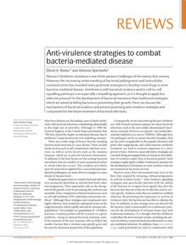 Anti-Virulence Strategies to Combat Bacteria-Mediated Disease