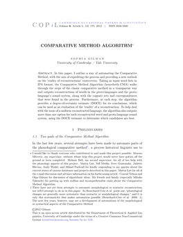 Comparative Method Algorithm˚