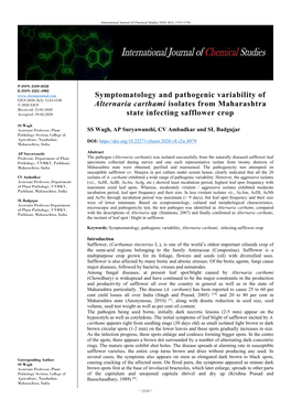 Symptomatology and Pathogenic Variability of Alternaria Carthami