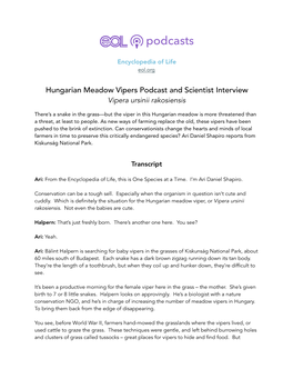 Hungarian Meadow Vipers Podcast.Pages