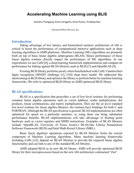 Accelerating Machine Learning Using BLIS