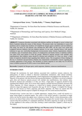 Comparative Study of Campbell De Morgan Spots in the Diabetics and the Non- Diabetics