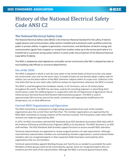 History of the National Electrical Safety Code ANSI C2