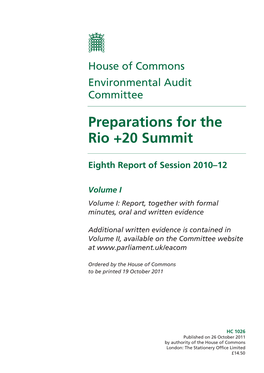 Preparations for the Rio +20 Summit