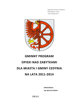 Gminny Program Opieki Nad Zabytkami Dla Miasta I Gminy Cedynia Na Lata 2011-2014