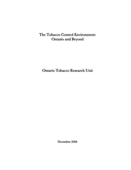 The Tobacco Control Environment: Ontario and Beyond