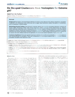 Do Decapod Crustaceans Have Nociceptors for Extreme Ph?