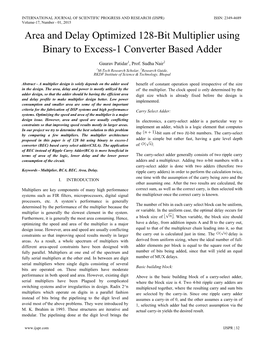 Area and Delay Optimized 128-Bit Multiplier Using Binary to Excess-1 Converter Based Adder