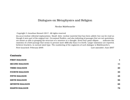 Dialogues on Metaphysics and Religion