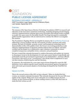 OSET Public License Rationale Document