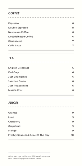 Table Drinks Menu Updated on Nov 2019 FA