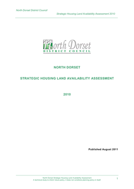 Strategic Housing Land Availability Assessment (SHLAA) in North Dorset