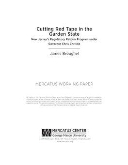 Cutting Red Tape in the Garden State: New Jersey's Regulatory Reform Program Under Governor Chris Christie