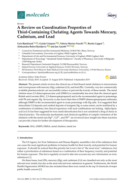 A Review on Coordination Properties of Thiol-Containing Chelating Agents Towards Mercury, Cadmium, and Lead