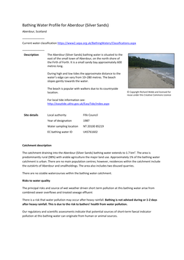 Bathing Water Profile for Aberdour (Silver Sands)