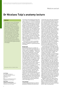 Dr Nicolaes Tulp's Anatomy Lecture