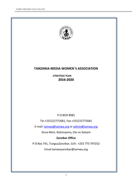 Tanzania Media Women`S Association 2016-2020