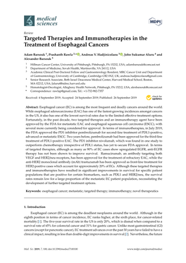 Targeted Therapies and Immunotherapies in the Treatment of Esophageal Cancers