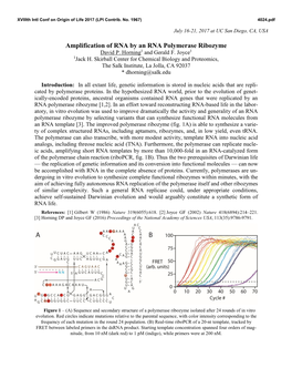 Amplification of RNA by an RNA Polymerase Ribozyme David P