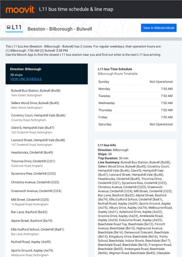 L11 Bus Time Schedule & Line Route