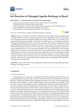 An Overview of Managed Aquifer Recharge in Brazil