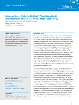 Determination of Acidic Herbicides in Water Using Liquid