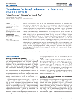 Phenotyping for Drought Adaptation in Wheat Using Physiological Traits