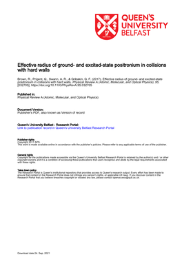 Effective Radius of Ground- and Excited-State Positronium in Collisions with Hard Walls