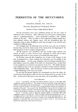 Periostitis of the Metatarsus