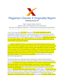 Plagiarism Checker X Originality Report Similarity Found: 9%