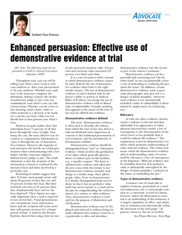 Enhanced Persuasion: Effective Use of Demonstrative Evidence at Trial