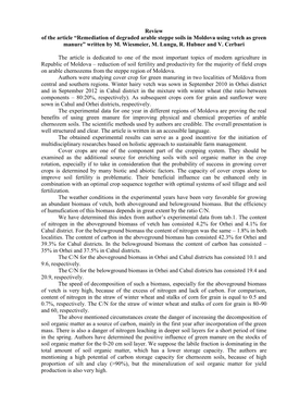 Remediation of Degraded Arable Steppe Soils in Moldova Using Vetch As Green Manure” Written by M