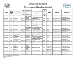 Ministerio De Salud Dirección De Salud Ambiental