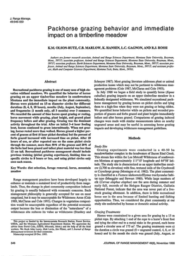 Packhorse Grazing Behavior and Immediate Impact on a Timberline Meadow