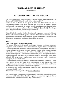 “BALLANDO CON LE STELLE” Edizione 2020