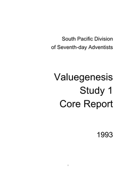 Valuegenesis Study 1 Core Report