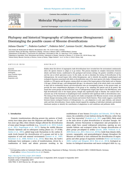 Phylogeny and Historical Biogeography of Lithospermeae