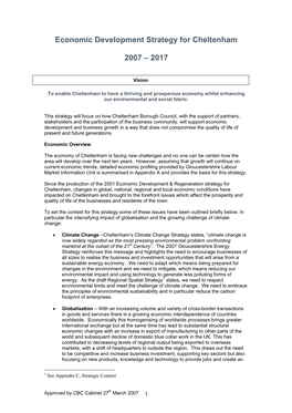 Economic Development Strategy for Cheltenham 2007 – 2017