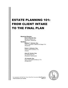 Estate Planning 101: from Client Intake to the Final Plan