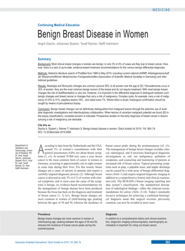 Benign Breast Disease in Women Angrit Stachs, Johannes Stubert, Toralf Reimer, Steffi Hartmann