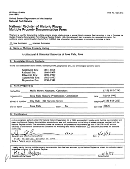 National Register of Historic Places Multiple Property Documentation Form