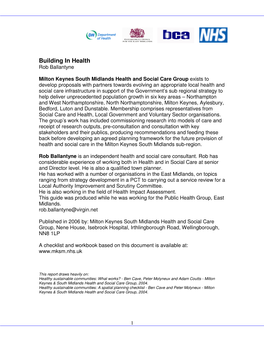 Building in Health Rob Ballantyne