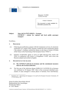 COVID-19 - Scheme for Regional and Local Public Passenger Transport