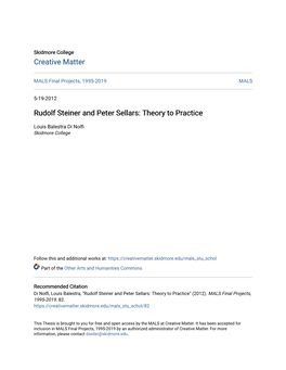 Rudolf Steiner and Peter Sellars: Theory to Practice