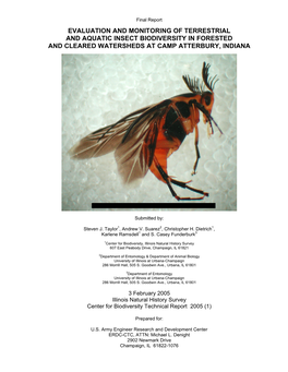 Evaluation and Monitoring of Terrestrial and Aquatic Insect Biodiversity in Forested and Cleared Watersheds at Camp Atterbury, Indiana