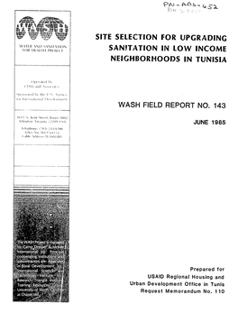 Site Selection for Upgrading Neighborhoods in Tunisia