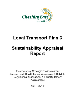 Local Transport Plan 3 Sustainability Appraisal Report