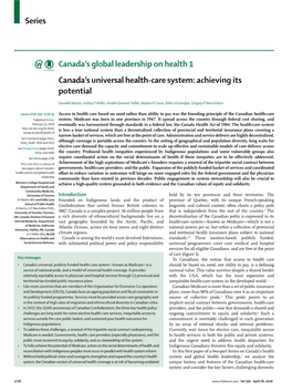 Canada's Universal Health-Care System: Achieving Its Potential