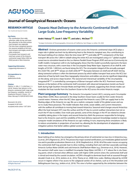 Oceanic Heat Delivery to the Antarctic Continental Shelf: 10.1029/2018JC014345 Large-Scale, Low-Frequency Variability